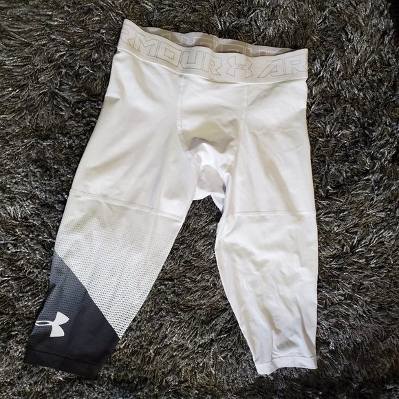 Under Armour Men's White and Black Compression Pants - Picture 1 of 5